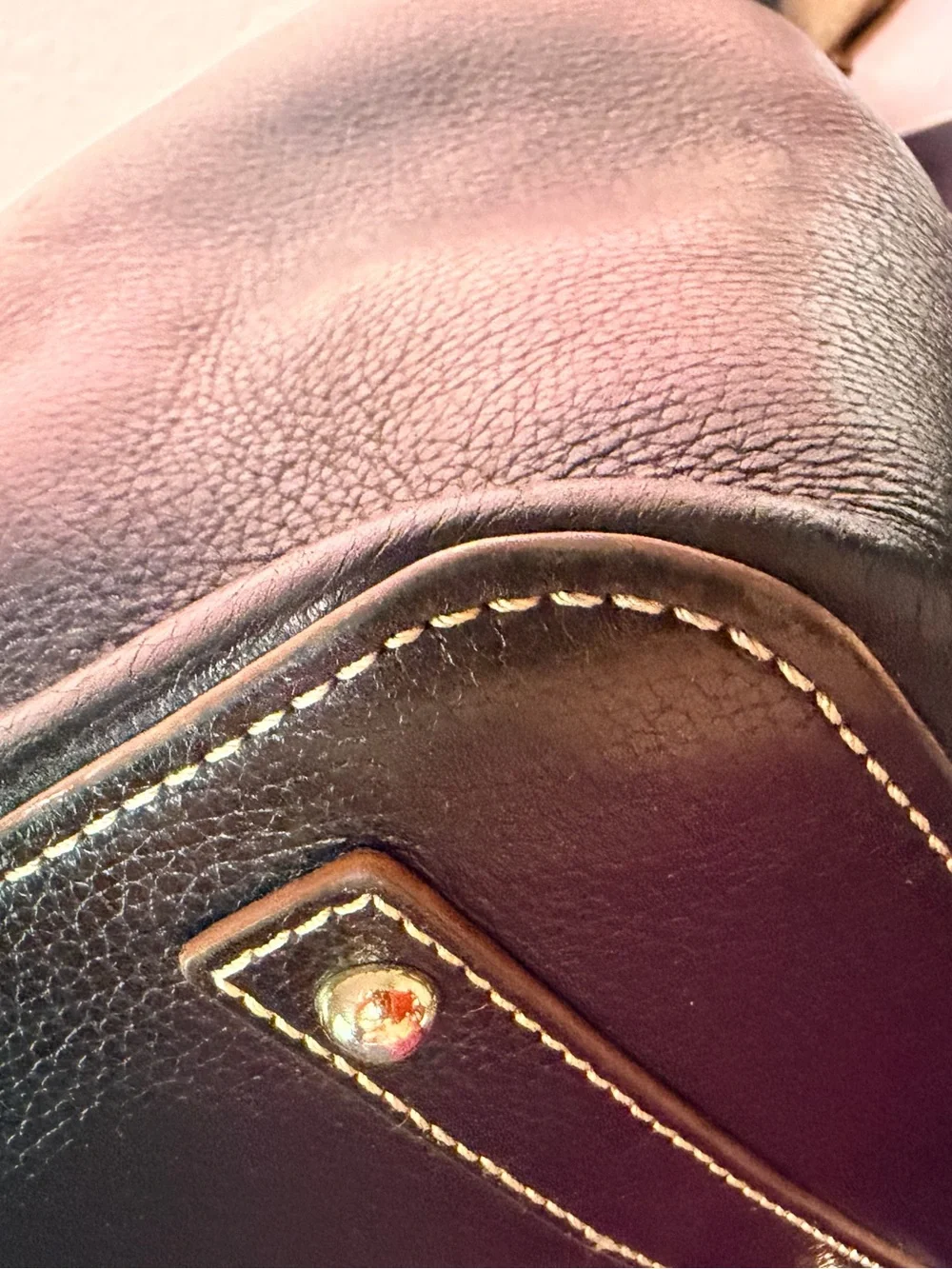 Dooney & Bourke Black Leather Shoulder Bag with Brass Hardware